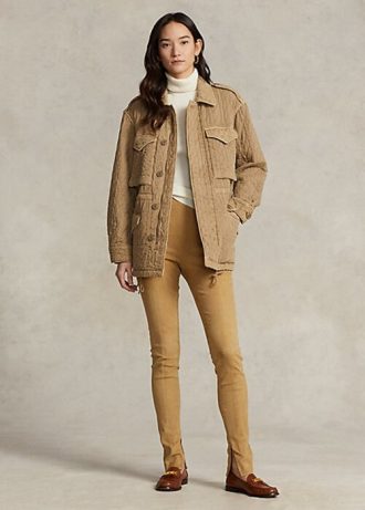 Khaki Ralph Lauren lammeskinn leggings for kvinner