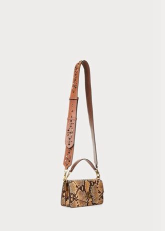 Khaki Ralph Lauren Små Tayler Crossbody-vesker i imitert slangeskinn for kvinner