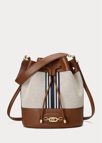 Lauren Tan/ Navy Stripe Dame Ralph Lauren Canvas Stor Andie-veske
