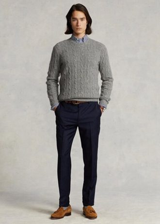 Marineblå Ralph Lauren Slim Fit Ull Twill-bukser for menn