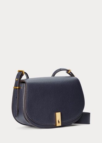 Midnight Navy Dame Ralph Lauren Polo ID Sadelvesker i skinn