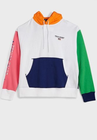 Multicolor kvinners Ralph Lauren Color Block Pocket Detail hettegenser