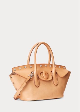 Naturlig Ralph Lauren Vachetta Medium Bellport-vesker med pigger for kvinner