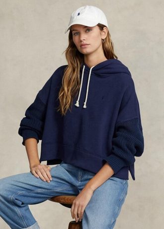 Navy Ralph Lauren Boxy Fit Hybrid hettegenser med genser og ermer for kvinner