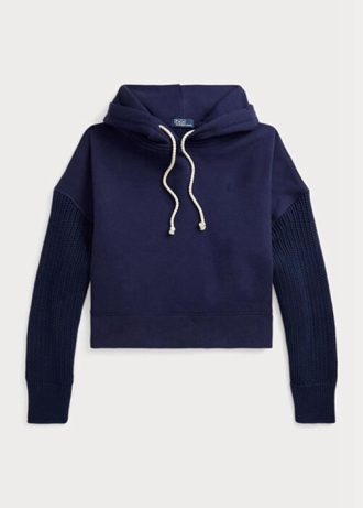 Navy Ralph Lauren Boxy Fit Hybrid hettegenser med genser og ermer for kvinner