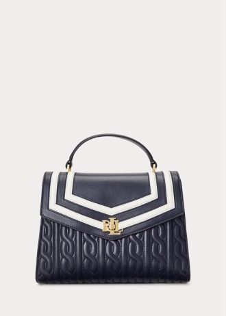 Navy Ralph Lauren Nappa Skinn Medium Farrah Satchel Vesker for kvinner