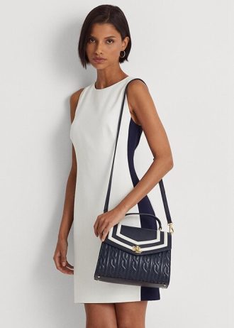 Navy Ralph Lauren Nappa Skinn Medium Farrah Satchel Vesker for kvinner