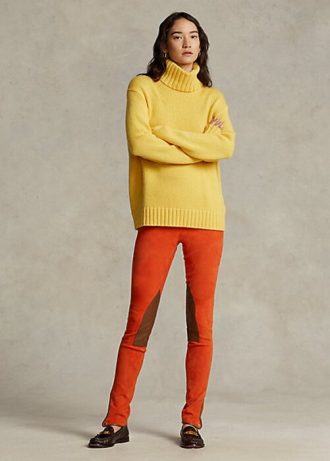 Oransje kvinners Ralph Lauren Stretch Lammeskinn Jodhpur Leggings