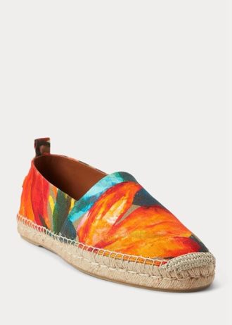 Oransje Ralph Lauren Bowsworth Floral Linen Espadrille for menn