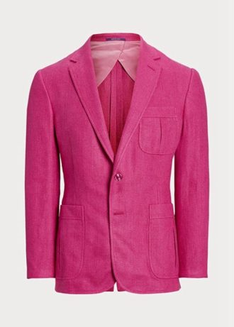 Rosa herre Ralph Lauren Kent Basket-vevede lin-silke sportsblazere