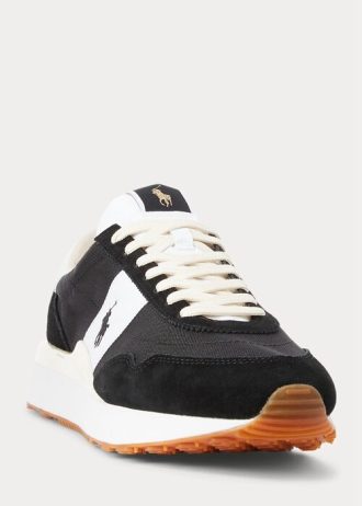 Svart / hvit herre Ralph Lauren Train 89 semsket skinn & Oxford joggesko