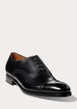 Svart Ralph Lauren Denver Cap-Toe Shoe Dress Sko for menn