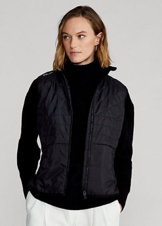 Svart Ralph Lauren Hybrid Mockneck Zip Vest for kvinner