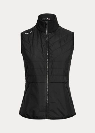 Svart Ralph Lauren Hybrid Mockneck Zip Vest for kvinner