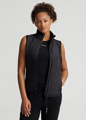 Svart Ralph Lauren Hybrid Performance Vest for kvinner med full glidelås