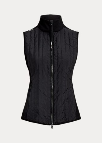 Svart Ralph Lauren Hybrid Performance Vest for kvinner med full glidelås