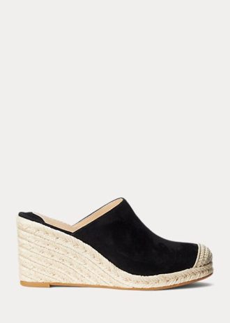 Svart Ralph Lauren Pennie Suede Espadrille for kvinner