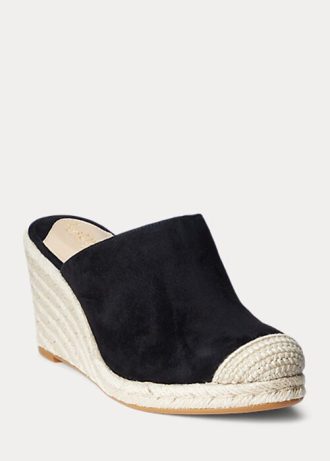 Svart Ralph Lauren Pennie Suede Espadrille for kvinner