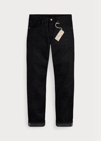 Svart Ralph Lauren Slim Fit svart-på-svart Selvedge-jeans for menn