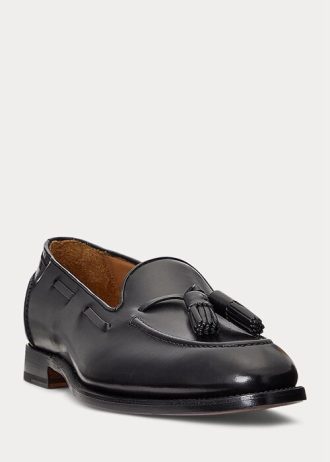 Svarte Ralph Lauren Luther Dusk kalveskinn Loafers for menn